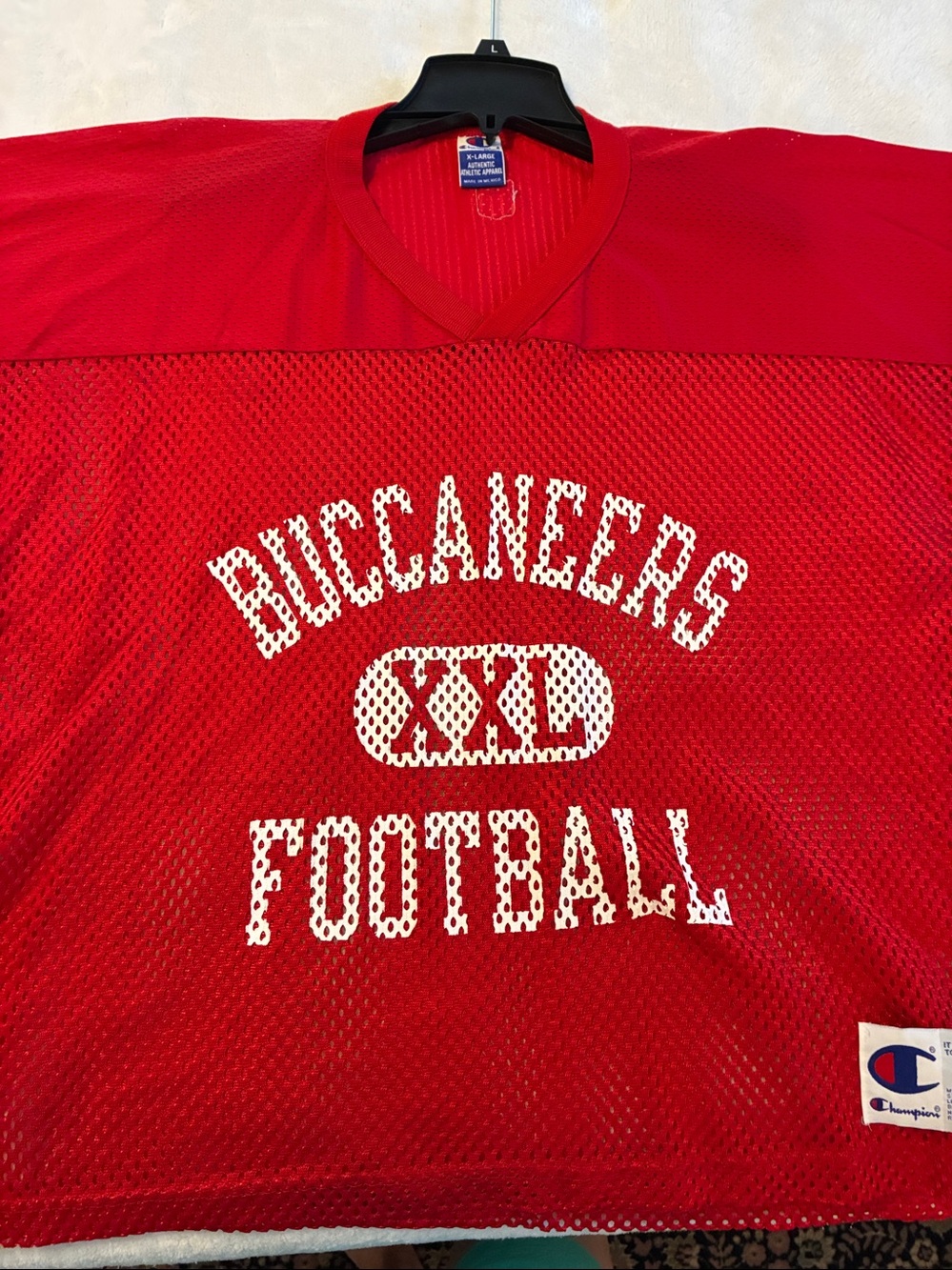 Vintage 90s Tampa Bay Buccaneers Champion NFL Mesh Practice Jersey Red XL 48